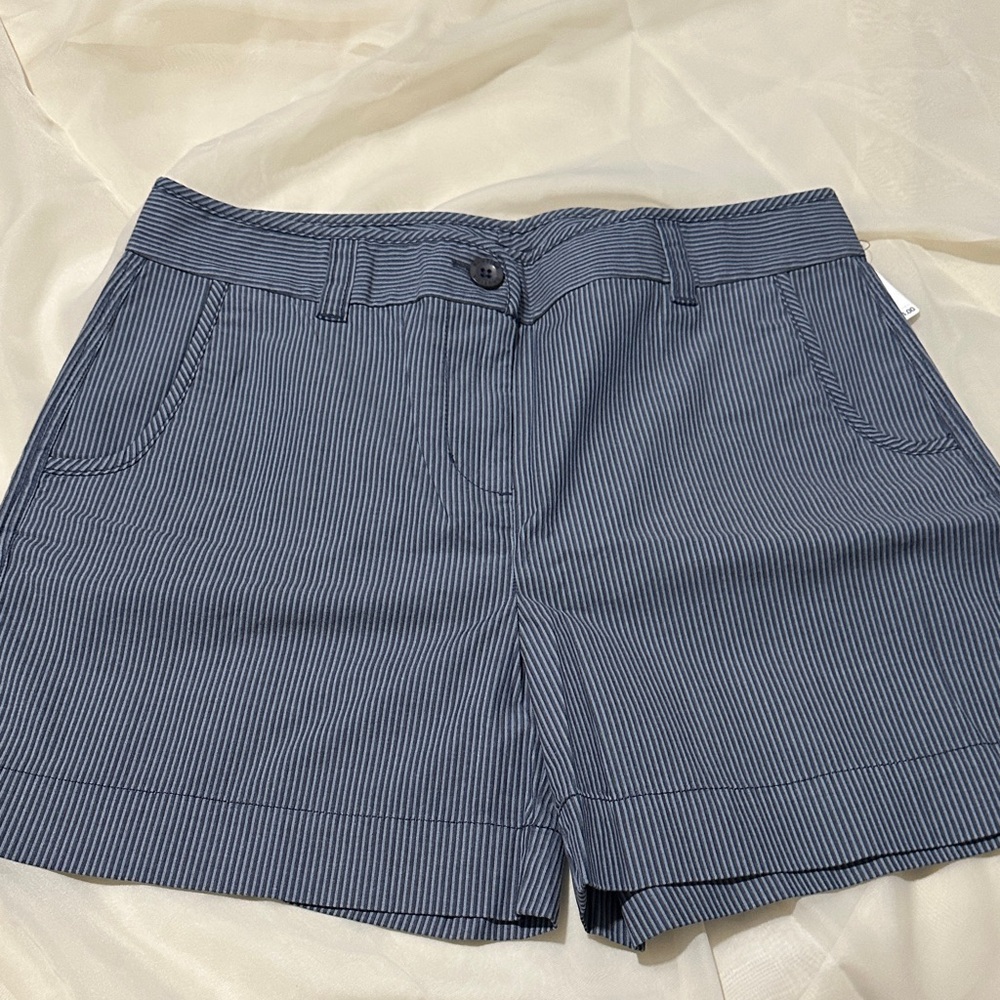 Nautica Navy Striped Women's Zip-Button CloseShorts